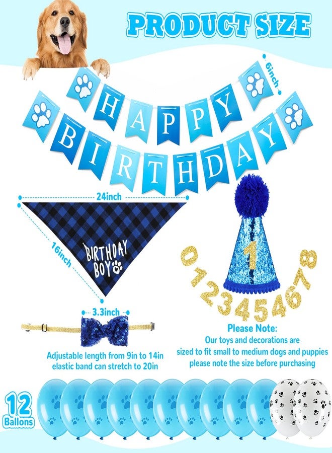 RoundFunny 23 Pcs Dog Birthday Party Supplies Set Birthday Toys Cake Teething Squeak Interactive Decorations with Box for Puppy Small Medium Dog(Blue) - Image 3